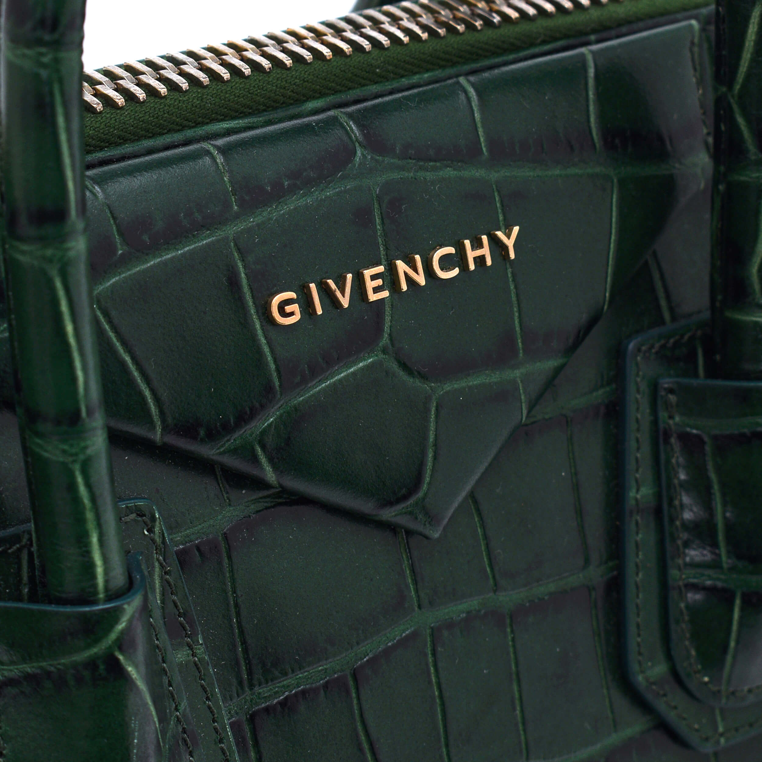 Givenchy - Green Croco Print Medium Antigona Bag
